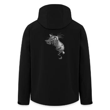 Graustufen Katzenschnurrer Blick - Recycelte Männer Softshell-Jacke von Stanley/Stella - Schwarz - Hinten - AI Model Male 185 light (185cm)