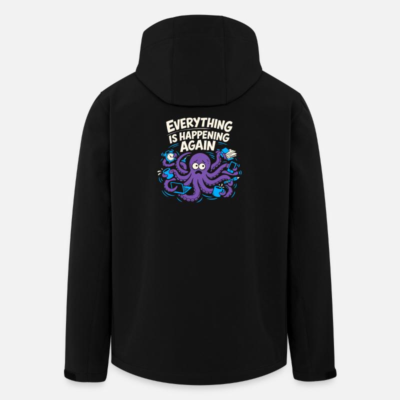 Pieuvre drôle surstimulée - Veste softshell homme en polyester recyclé Stanley/Stella - noir