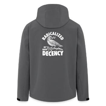 Radicalized Basic Decency Social Justice Kindness - Men’s Recycled Softshell Jacket by Stanley/Stella - black - Back - AI Model Male 185 light (185cm)