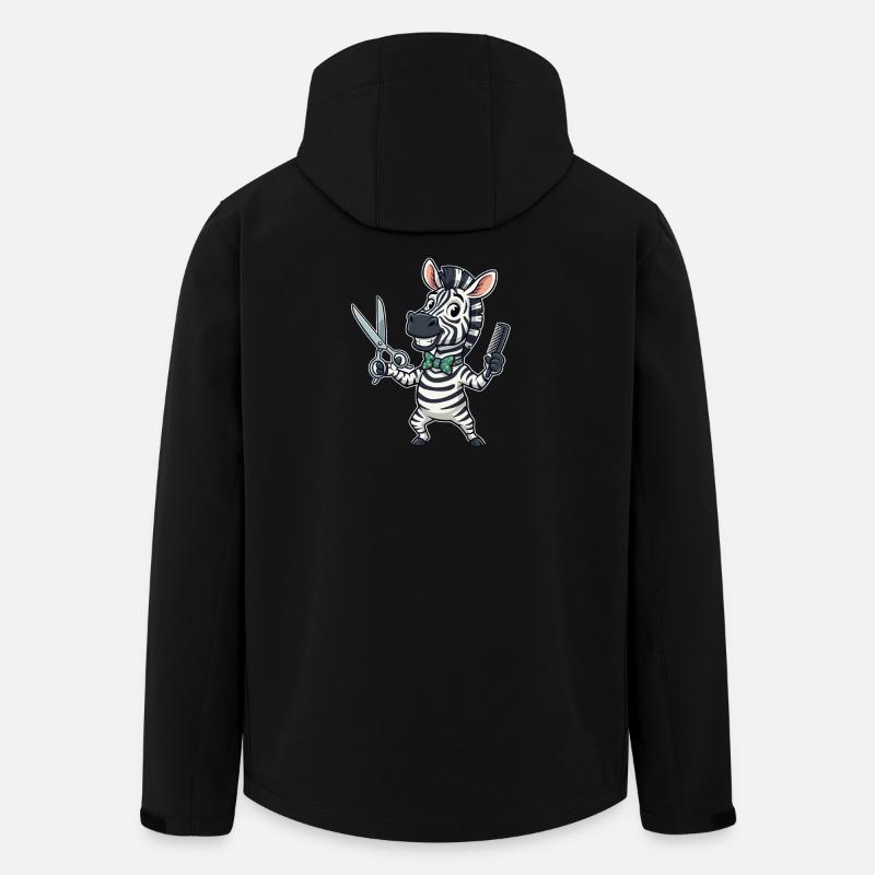 Zebra Friseur Cartoon - Recycelte Männer Softshell-Jacke von Stanley/Stella - Schwarz