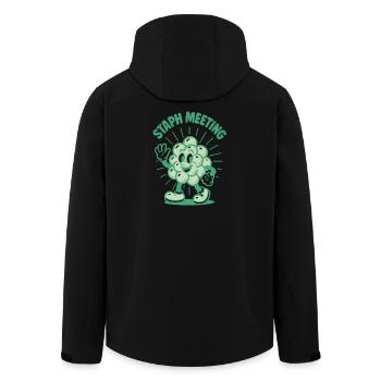 Staph Review | Microbiology Humor - Men’s Recycled Softshell Jacket by Stanley/Stella - black - Back - AI Model Male 185 light (185cm)