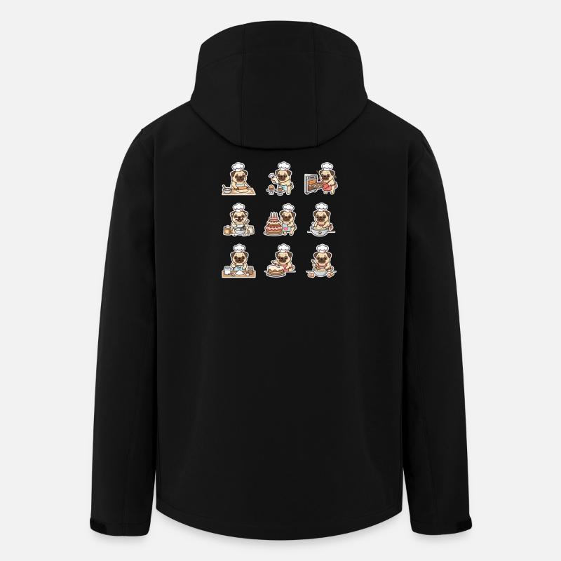 Drôle de Pug Baecker, pâtissier - Veste softshell homme en polyester recyclé Stanley/Stella - noir