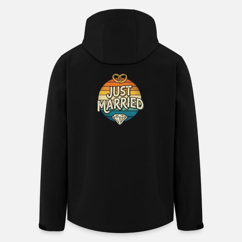 Juste marié Arc-en-ciel rétro - Veste softshell homme en polyester recyclé Stanley/Stella - noir