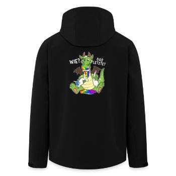 Bunter Drache isst Letztes Einhorn Humor - Recycelte Männer Softshell-Jacke von Stanley/Stella - Schwarz - Hinten - AI Model Male 185 light (185cm)