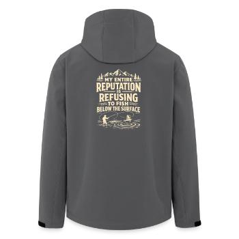Jamais sous la surface | Humour sur la pêche à la mouche - Veste softshell homme en polyester recyclé Stanley/Stella - noir - Dos - AI Model Male 185 light (185cm)