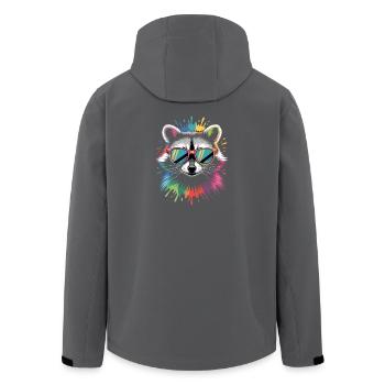 Raccoon Color Explosion - Men’s Recycled Softshell Jacket by Stanley/Stella - black - Back - AI Model Male 185 light (185cm)