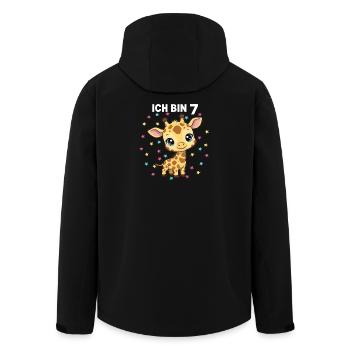Ich bin 7 - Süßes Giraffe zum 7. Geburtstag - Recycelte Männer Softshell-Jacke von Stanley/Stella - Schwarz - Hinten - AI Model Male 185 light (185cm)