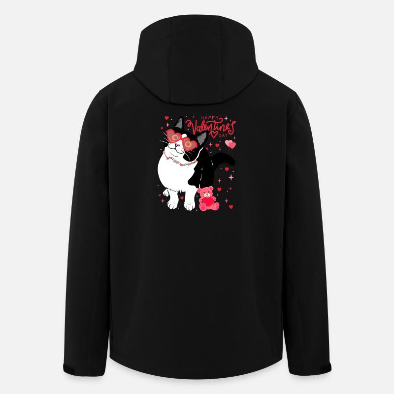Valentine Cat with Heart Glasses - Men’s Recycled Softshell Jacket by Stanley/Stella - black