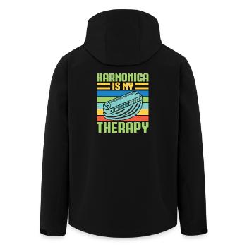 Funny Harmonica Player Is My Therapy Harmonica - Recycelte Männer Softshell-Jacke von Stanley/Stella - Schwarz - Hinten - AI Model Male 185 light (185cm)