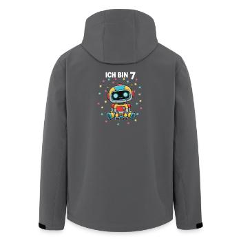 Ich bin 7 - Süßes Roboter zum 7. Geburtstag - Recycelte Männer Softshell-Jacke von Stanley/Stella - Schwarz - Hinten - AI Model Male 185 light (185cm)