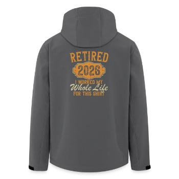 Retired 2026 I Worked Whole Life - Men’s Recycled Softshell Jacket by Stanley/Stella - black - Back - AI Model Male 185 light (185cm)