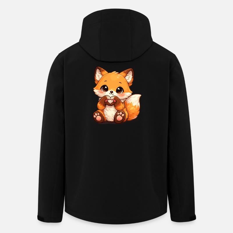 Kawaii Fuchs Herzzeichen - Recycelte Männer Softshell-Jacke von Stanley/Stella - Schwarz