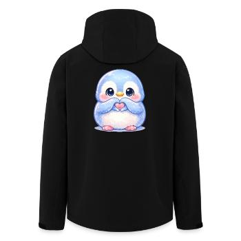 Tender Penguin Heart Friend - Men’s Recycled Softshell Jacket by Stanley/Stella - black - Back - AI Model Male 185 light (185cm)
