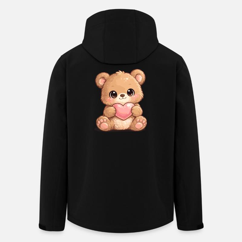 Cœur d’ours câlin amour - Veste softshell homme en polyester recyclé Stanley/Stella - noir
