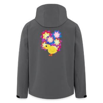 Colorful Flowers Chicks Chicken Kids - Men’s Recycled Softshell Jacket by Stanley/Stella - black - Back - AI Model Male 185 light (185cm)