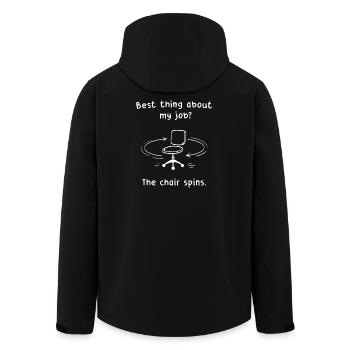 Chair turns: Job joke - Men’s Recycled Softshell Jacket by Stanley/Stella - black - Back - AI Model Male 185 light (185cm)