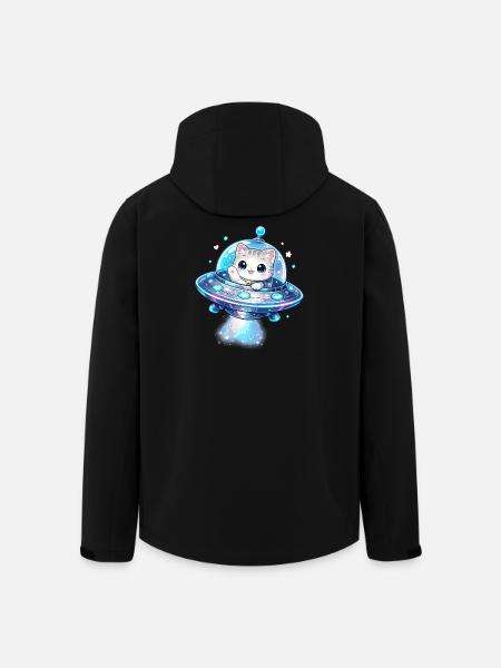 Kawaii Cats UFO Space Friend - Men’s Recycled Softshell Jacket by Stanley/Stella - black