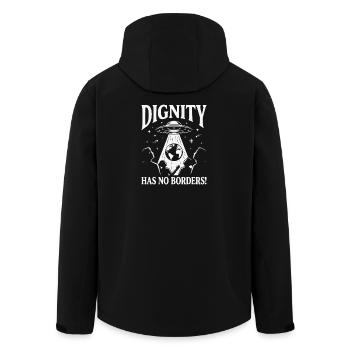 Les droits de l’homme : la dignité rétro n’a pas de déclaration frontalière - Veste softshell homme en polyester recyclé Stanley/Stella - noir - Dos - AI Model Male 185 light (185cm)