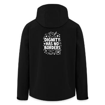 Les droits de l’homme : la dignité rétro n’a pas de déclaration frontalière - Veste softshell homme en polyester recyclé Stanley/Stella - noir - Dos - AI Model Male 185 light (185cm)