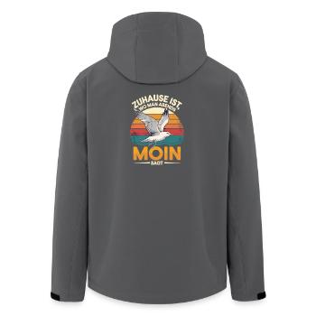  Zuhause Ist Wo Man Abends Moin Sagt Nordsee Möwe - Recycelte Männer Softshell-Jacke von Stanley/Stella - Schwarz - Hinten - AI Model Male 185 light (185cm)