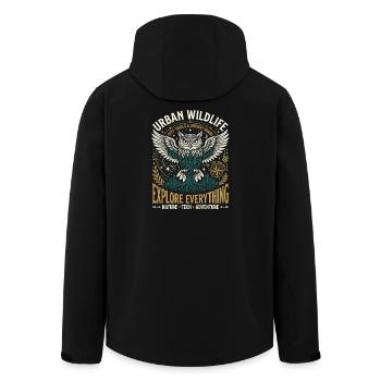 Urban Wildlife Owl - Men’s Recycled Softshell Jacket by Stanley/Stella - black - Back - AI Model Male 185 light (185cm)