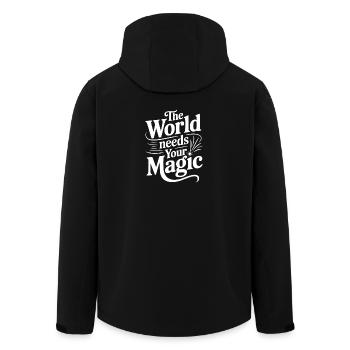 The World Needs Your Magic - Men’s Recycled Softshell Jacket by Stanley/Stella - black - Back - AI Model Male 185 light (185cm)