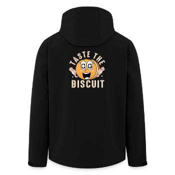 Taste the Biscuit Mascot - Men’s Recycled Softshell Jacket by Stanley/Stella - black - Back - AI Model Male 185 light (185cm)