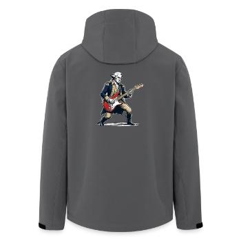 George Washington jouant de la guitare électrique rocker - Veste softshell homme en polyester recyclé Stanley/Stella - noir - Dos - AI Model Male 185 light (185cm)