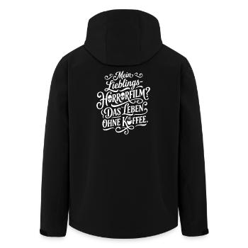 Mein Lieblings Horrorfilm Leben Kaffee - Recycelte Männer Softshell-Jacke von Stanley/Stella - Schwarz - Hinten - AI Model Male 185 light (185cm)
