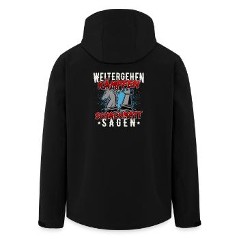 Weitergehen Kämpfen Schachmatt Sagen / Schach  - Recycelte Männer Softshell-Jacke von Stanley/Stella - Schwarz - Hinten - AI Model Male 185 light (185cm)