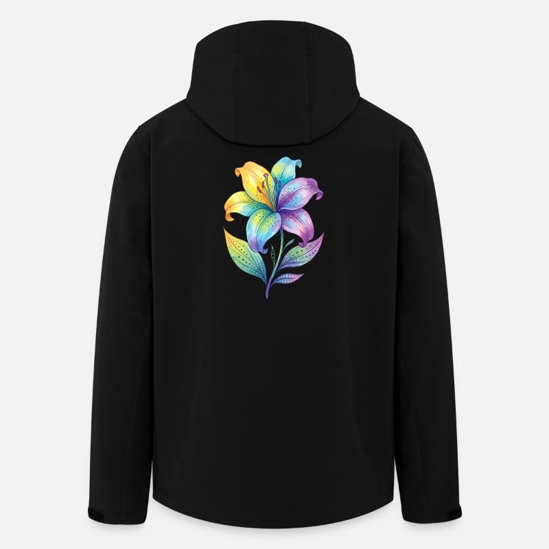 Dipinto ad acquerello con giglio arcobaleno - Giacca softshell uomo in poliestere riciclato di Stanley/Stella - nero