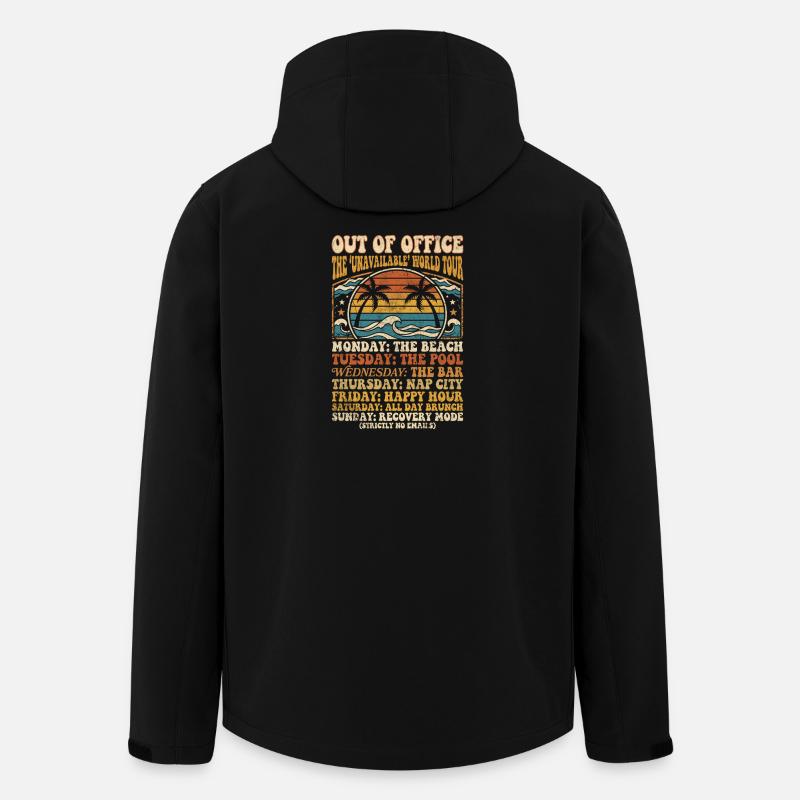 Feriepause, strandtid, ukeplan - Softshelljakke herre i resirkulert polyester Stanley/Stella - svart