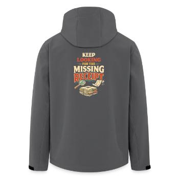 Missing evidence wanted | Tax Advisor Humor - Men’s Recycled Softshell Jacket by Stanley/Stella - black - Back - AI Model Male 185 light (185cm)