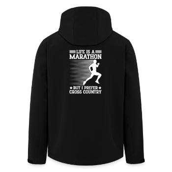 Conception de coureur de cross-country - XC Coach - Course à pied - Veste softshell homme en polyester recyclé Stanley/Stella - noir - Dos - AI Model Male 185 light (185cm)
