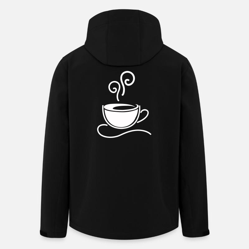 Kaffeetasse Skizzenlinie Dampf - Recycelte Männer Softshell-Jacke von Stanley/Stella - Schwarz
