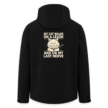 Katze an Leine nervt | Katzenhumor - Recycelte Männer Softshell-Jacke von Stanley/Stella - Schwarz - Hinten - AI Model Male 185 light (185cm)