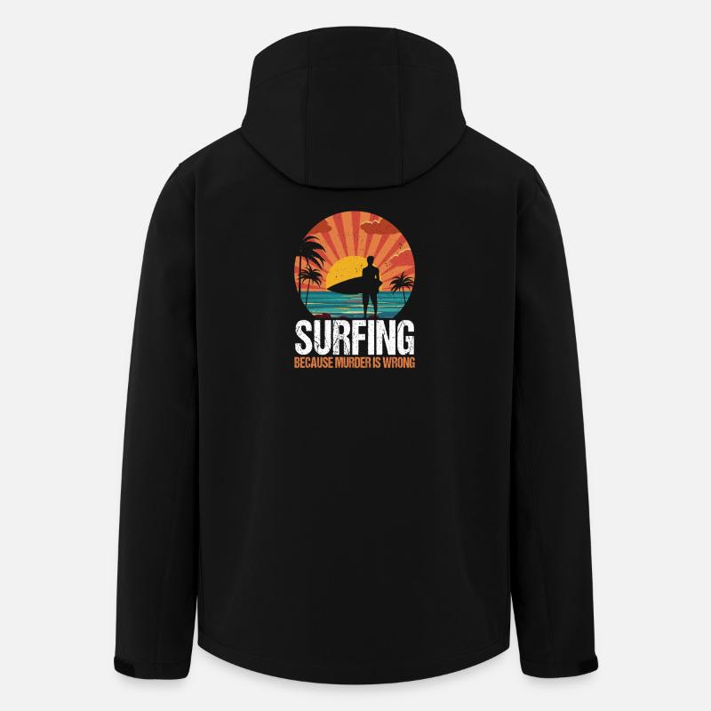 Surf Retro Surfer Sunset - Veste softshell homme en polyester recyclé Stanley/Stella - noir