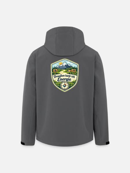 Draußen tank ich Energie - Recycelte Männer Softshell-Jacke von Stanley/Stella - Schwarz