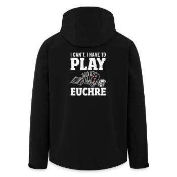 Ich Kann Nicht, Ich Muss Euchre Spielen - Recycelte Männer Softshell-Jacke von Stanley/Stella - Schwarz - Hinten - AI Model Male 185 light (185cm)
