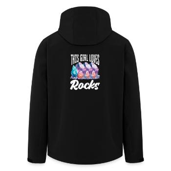 This Girl Loves Rocks Geologist - Rock Collector - Men’s Recycled Softshell Jacket by Stanley/Stella - black - Back - AI Model Male 185 light (185cm)