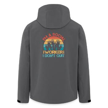 Citation d’assistante sociale : Je ne quitte pas le travail social - Veste softshell homme en polyester recyclé Stanley/Stella - noir - Dos - AI Model Male 185 light (185cm)