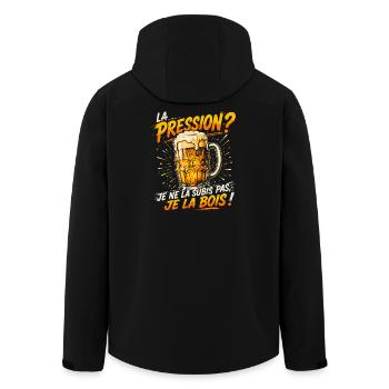 La pression je ne la subis pas je la bois - bière - Veste softshell homme en polyester recyclé Stanley/Stella - noir - Dos - AI Model Male 185 light (185cm)