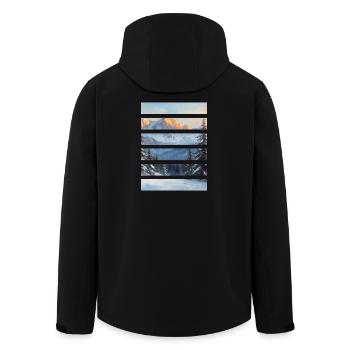 Layered mountain horizon - Men’s Recycled Softshell Jacket by Stanley/Stella - black - Back - AI Model Male 185 light (185cm)