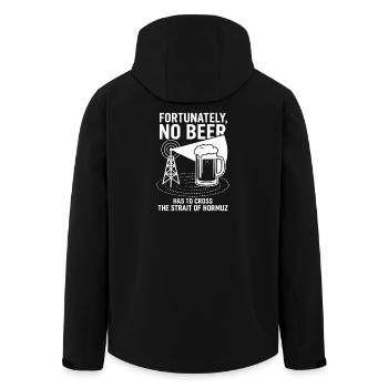 Fortunately No Beer Strait of Hormuz Humor - Men’s Recycled Softshell Jacket by Stanley/Stella - black - Back - AI Model Male 185 light (185cm)