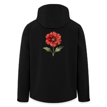 Botanische Illustration des roten Mohns - Recycelte Männer Softshell-Jacke von Stanley/Stella - Schwarz - Hinten - AI Model Male 185 light (185cm)