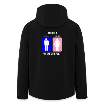 Non-Binary Where Do I Pee Gender Identity Graphic - Recycelte Männer Softshell-Jacke von Stanley/Stella - Schwarz - Hinten - AI Model Male 185 light (185cm)