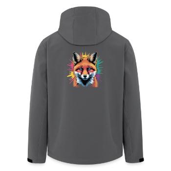 Red Fox Head With Blue Eyes Colorful - Men’s Recycled Softshell Jacket by Stanley/Stella - black - Back - AI Model Male 185 light (185cm)