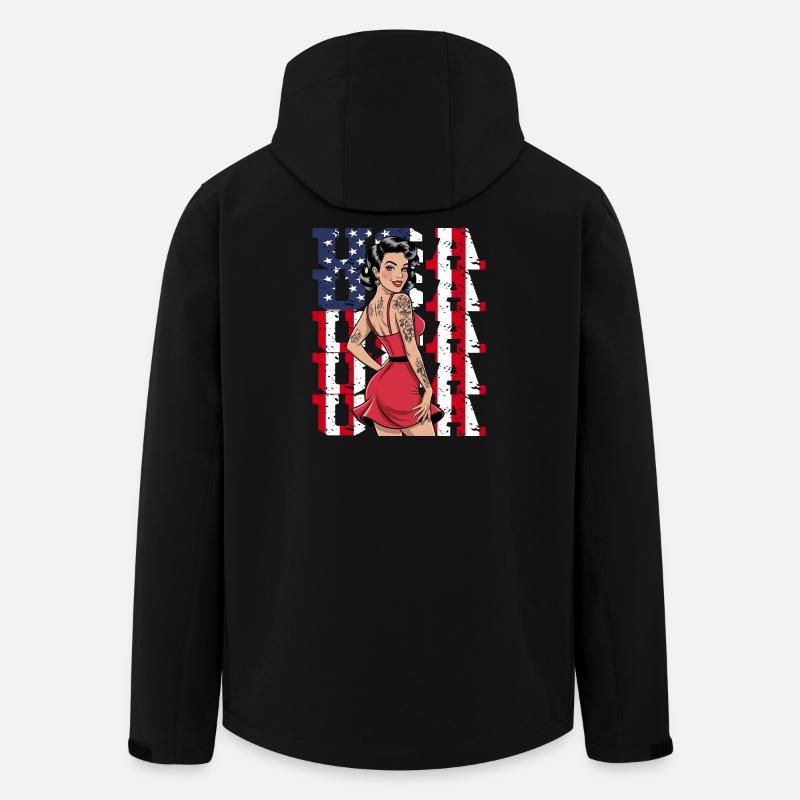 Style de tatouage pin-up rétro américain - Veste softshell homme en polyester recyclé Stanley/Stella - noir
