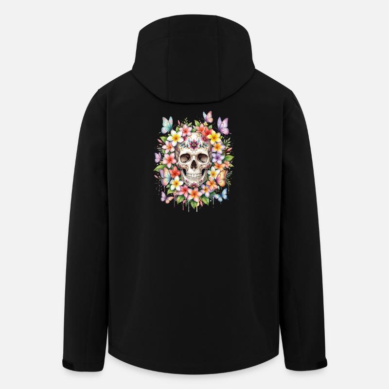 Plumeria-Schädel Flower - Recycelte Männer Softshell-Jacke von Stanley/Stella - Schwarz