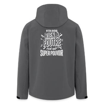 Rien À Foutre Super Pouvoir - Slogan Humour - Veste softshell homme en polyester recyclé Stanley/Stella - noir - Dos - AI Model Male 185 light (185cm)